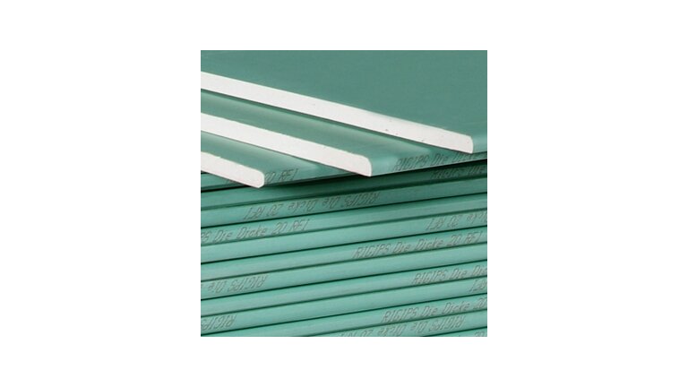 Rigips, faserarmierter Gipskern, mit Karton ummantelt